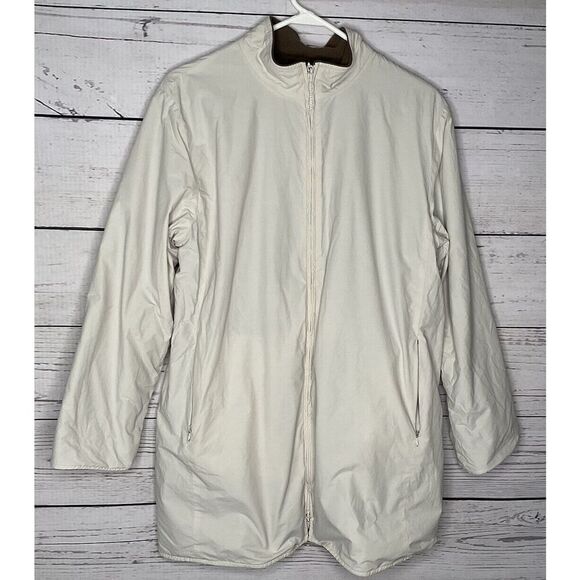 EILEEN FISHER Coat Womens Medium Beige Soft Full Zip Fleece Lined Jacket Neutral - Picture 1 of 10